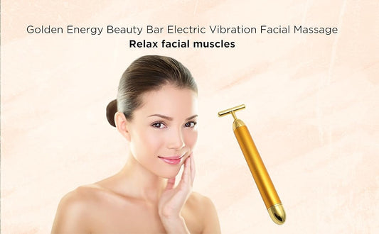 24K Gold Energy Beauty Bar Electric Facial Massage Roller